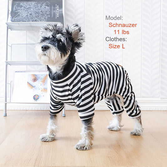 Pyjama rayé confortable pour petits chiens et chats - Tissu extensible doux pour un confort ultime