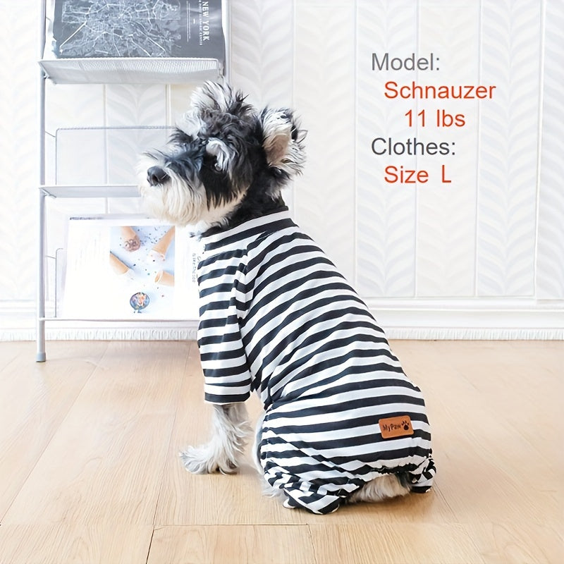Pyjama rayé confortable pour petits chiens et chats - Tissu extensible doux pour un confort ultime