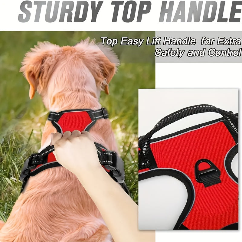 Adjustable No-Pull Dog Harness with Padded Vest and Dual Leash Clips - Prevents Choking and Provides Comfortable Walking Experience