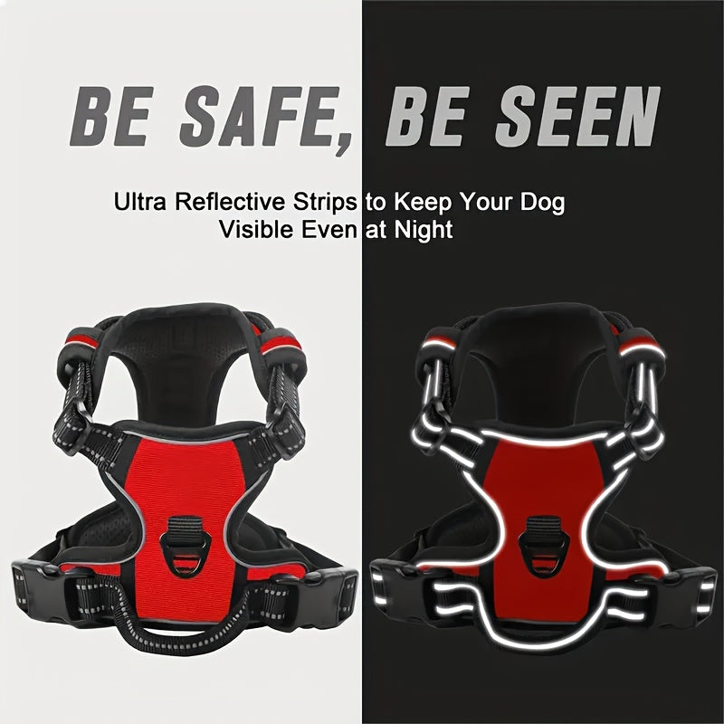 Adjustable No-Pull Dog Harness with Padded Vest and Dual Leash Clips - Prevents Choking and Provides Comfortable Walking Experience