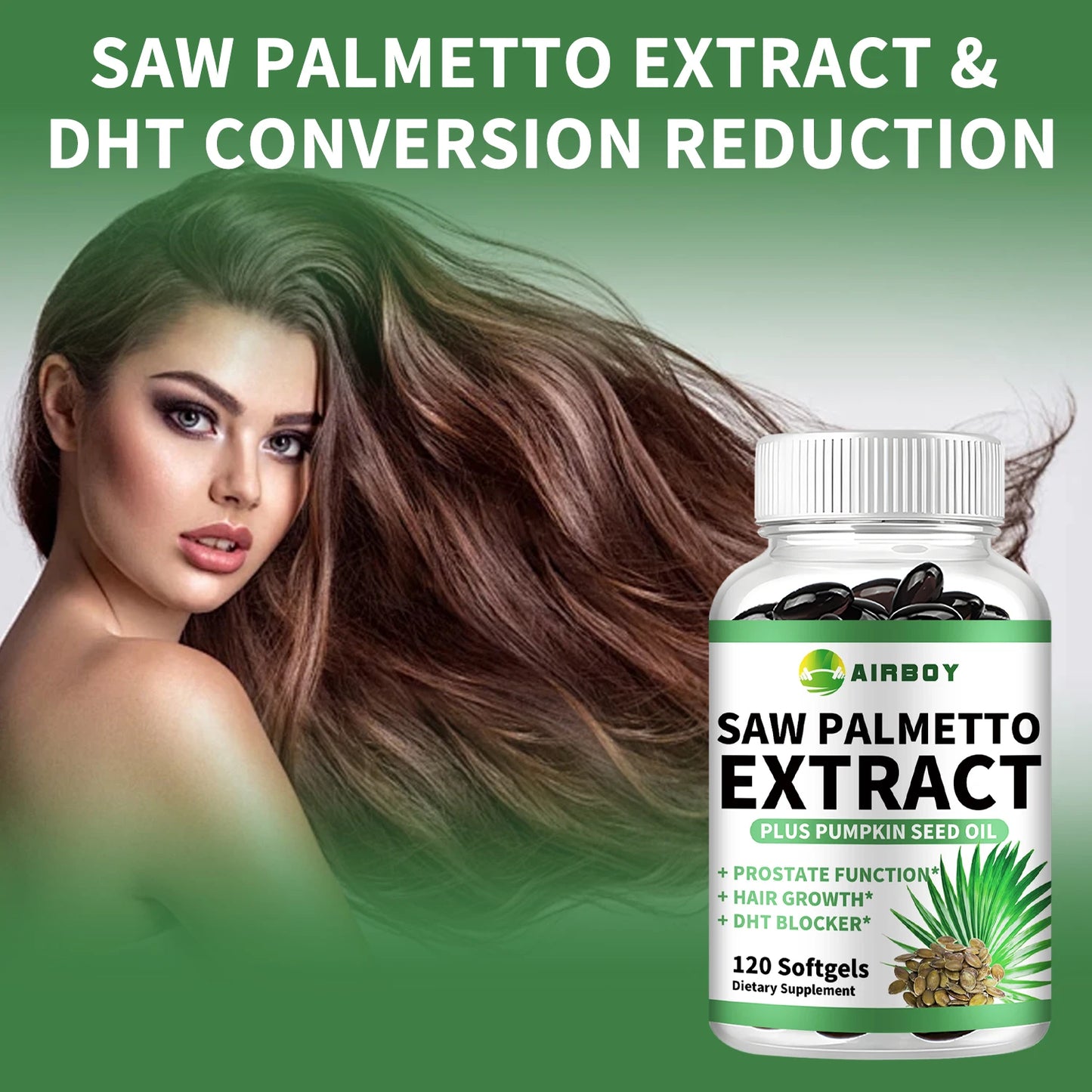 Saw Palmetto - Prostate Support, Prevents Hair Loss, Urinary Tract Health, Promotes Hair Growth - 120 Capsules