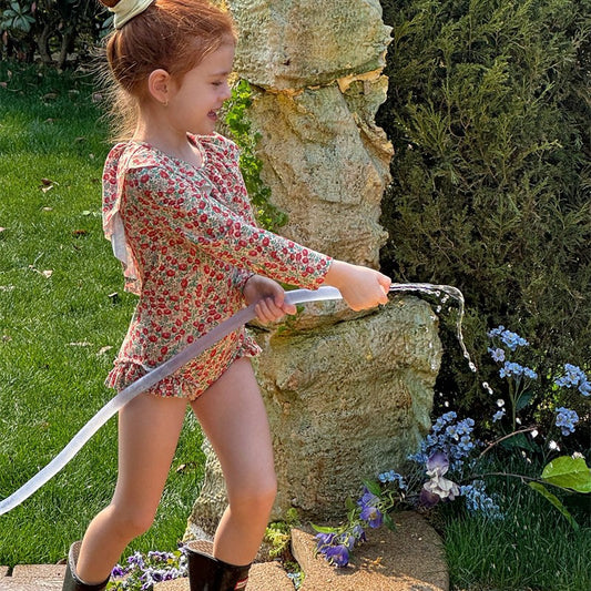 Girls' Backless Sun-proof Long-sleeved Swimsuit