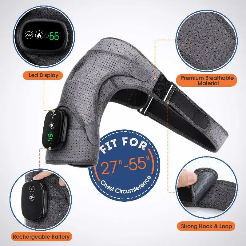 Épaulière chauffante, coussinets chauffants pour les épaules, massage par vibrations électrique sans fil, attelles chauffantes confortables pour les épaules