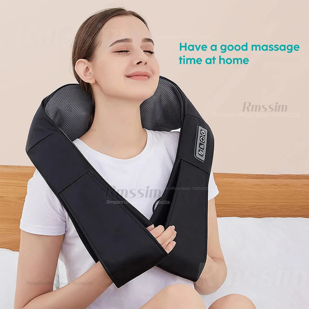 Masseur Shiatsu pour le cou et les épaules, masseur chauffant pour le dos, oreiller de massage électrique en forme de U à pétrissage profond pour le cou, la taille, les jambes et le corps