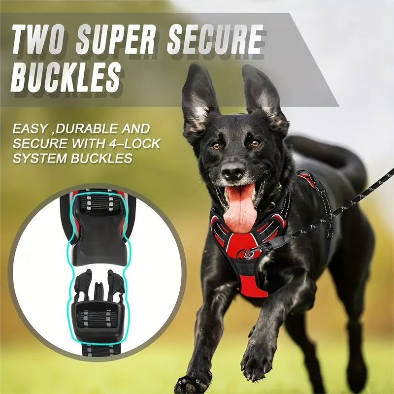 Adjustable No-Pull Dog Harness with Padded Vest and Dual Leash Clips - Prevents Choking and Provides Comfortable Walking Experience