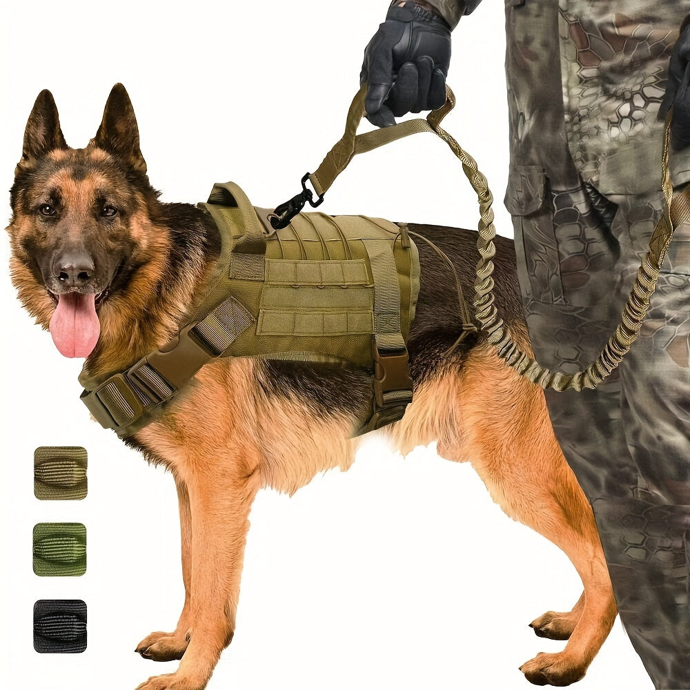 Tactical Dog Harness And Leash Set For Medium Large Dogs, Adjustable Pet Dog Harness With Handle