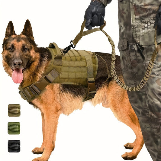 Tactical Dog Harness And Leash Set For Medium Large Dogs, Adjustable Pet Dog Harness With Handle