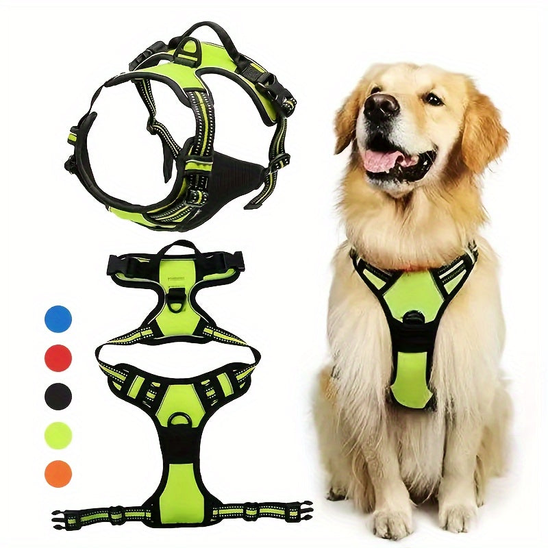 Adjustable No-Pull Dog Harness with Padded Vest and Dual Leash Clips - Prevents Choking and Provides Comfortable Walking Experience