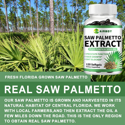 Saw Palmetto - Prostate Support, Prevents Hair Loss, Urinary Tract Health, Promotes Hair Growth - 120 Capsules