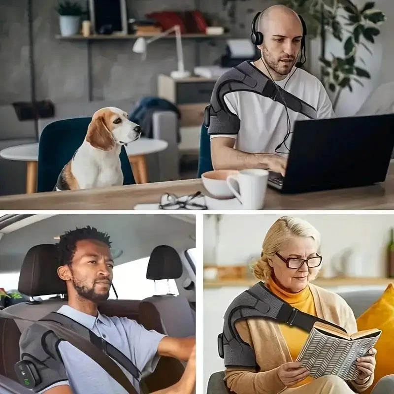 Épaulière chauffante, coussinets chauffants pour les épaules, massage par vibrations électrique sans fil, attelles chauffantes confortables pour les épaules