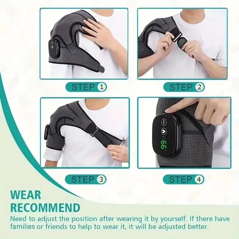 Épaulière chauffante, coussinets chauffants pour les épaules, massage par vibrations électrique sans fil, attelles chauffantes confortables pour les épaules