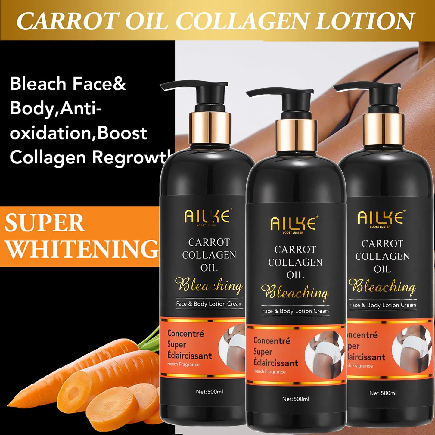 AILKE Multi-vitamin Body Lotion, Anti-wrinkle, Reduce Melanin And Stretch Marks, Regenerate Cell Vitality, Lightening Skin Care