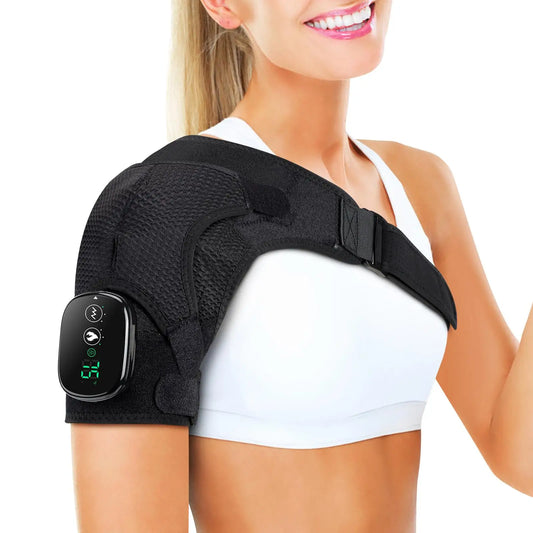 Épaulière chauffante, coussinets chauffants pour les épaules, massage par vibrations électrique sans fil, attelles chauffantes confortables pour les épaules