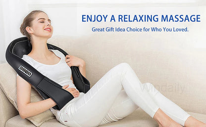 Shiatsu Neck and Shoulder Massager Heated Back Massager U Shape Deep Kneading Electric Massage Pillow For Neck Waist Leg Body
