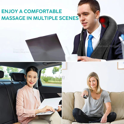 Masseur Shiatsu pour le cou et les épaules, masseur chauffant pour le dos, oreiller de massage électrique en forme de U à pétrissage profond pour le cou, la taille, les jambes et le corps