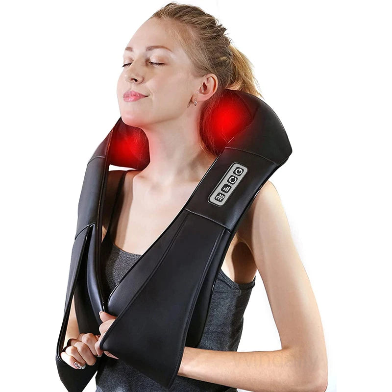 Shiatsu Neck and Shoulder Massager Heated Back Massager U Shape Deep Kneading Electric Massage Pillow For Neck Waist Leg Body
