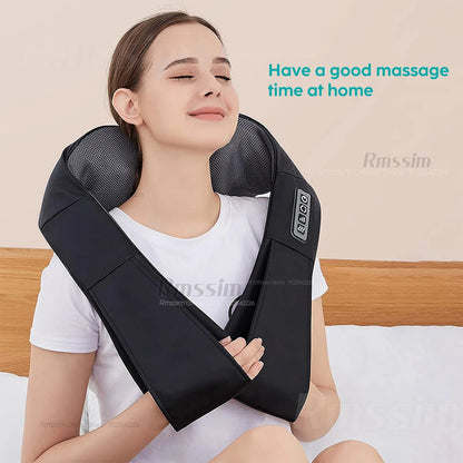 Masseur Shiatsu pour le cou et les épaules, masseur chauffant pour le dos, oreiller de massage électrique en forme de U à pétrissage profond pour le cou, la taille, les jambes et le corps