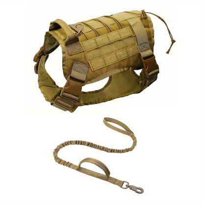 Tactical Dog Harness And Leash Set For Medium Large Dogs, Adjustable Pet Dog Harness With Handle