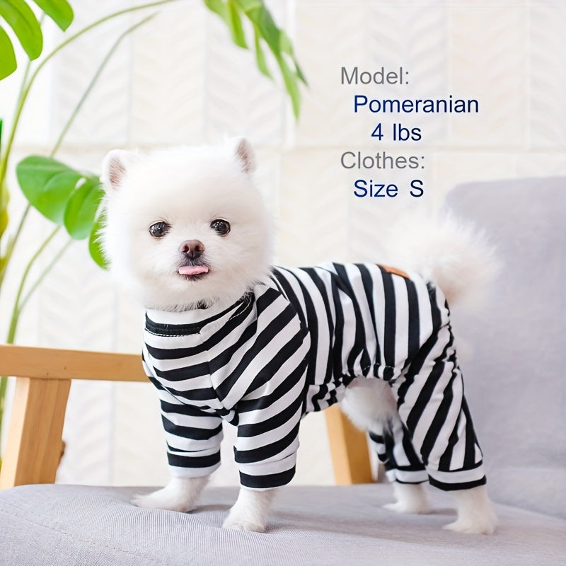 Pyjama rayé confortable pour petits chiens et chats - Tissu extensible doux pour un confort ultime