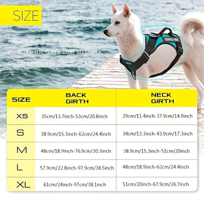 Service Dog Harness, Reflective Dog Vest Harness With 5 PCS Patches, Adjustable Soft Oxford Pet Harness, Inner Layer Mesh, Easy To Control For Small Medium Large Dogs With 59inch Traction Rope